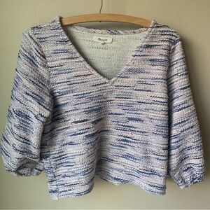 Madewell cropped puff sleeve sweater tweed